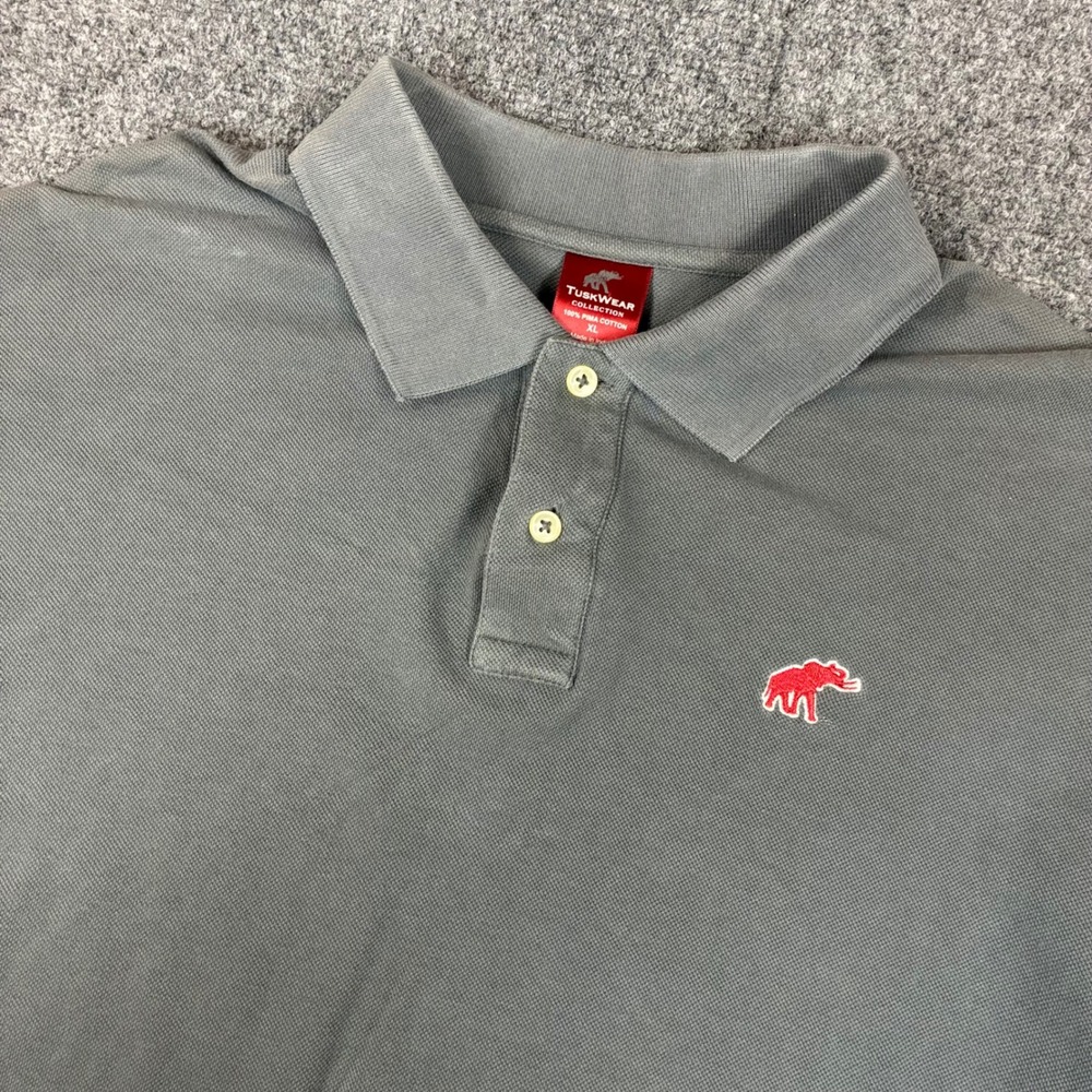 TuskWear Collection Mens XL Pima Cotton Polo Shirt Gray Alabama Elephant Logo